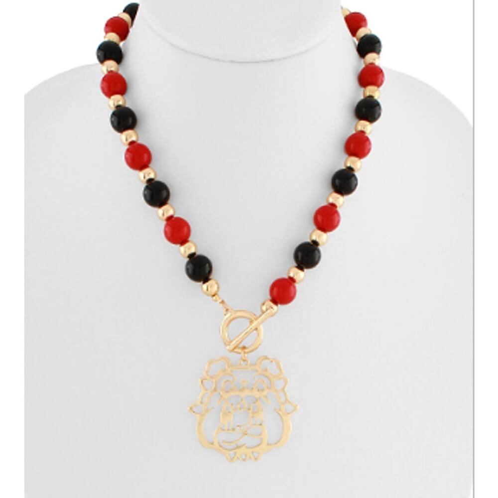 Red and Black Bulldog Necklace